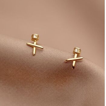 Sterling Silver Mini Kiss Cross Stud Earrings, 2 of 7