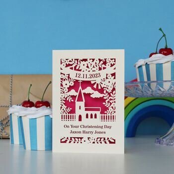Personalised Papercut Floral Christening Card, 9 of 9