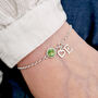 Belle Birthstone And Initial Bracelet Sterling Silver, thumbnail 1 of 8
