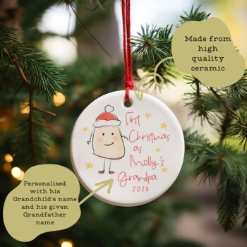 1st Xmas As A Grandfather Personalised Tree Decoration, 2 of 2