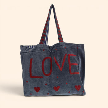 Love Velvet Embroidered Tote Bag | Various Colours Available, 4 of 12