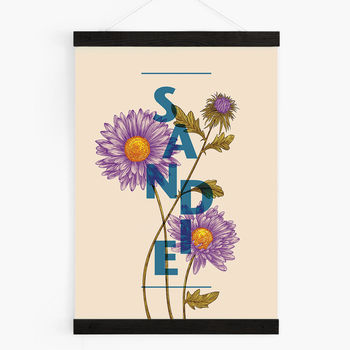 Personalised Aster Botanical Flower Print, 5 of 6