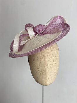 Ivory And Lilac Modern Saucer Hat 'Larisa', 6 of 12