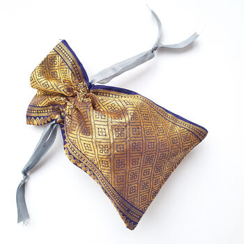 Mini Sari Gift Bag With Drawstring, Reusable Pouch, 5 of 10