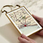 Personalised Vintage Map Picture With Handwriting And Stitched Heart, thumbnail 1 of 4