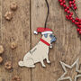 Pug Dog Christmas Tree Decoration Personalisation Available, thumbnail 1 of 4