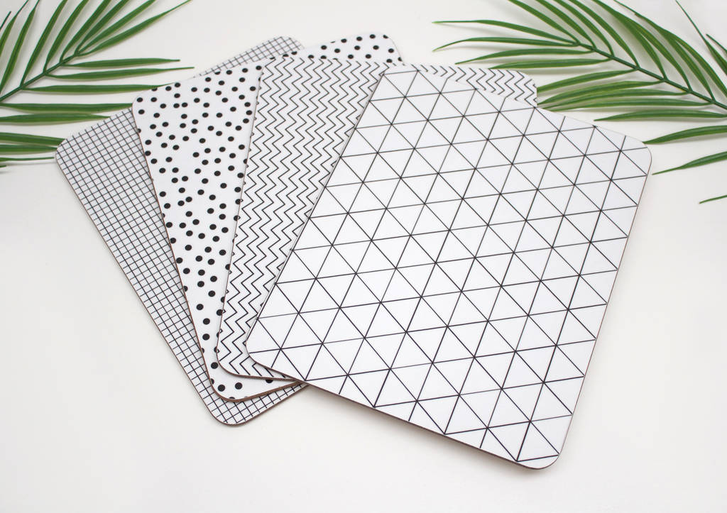 Placemats With Monochrome Chevron Geometric Design By Rolfe & Wills