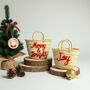Handmade Christmas Mini Straw 'Merry And Bright' Basket, thumbnail 3 of 6