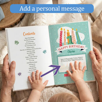 1st Birthday Gift Book Of Nursery Rhymes Personalised, 3 of 12