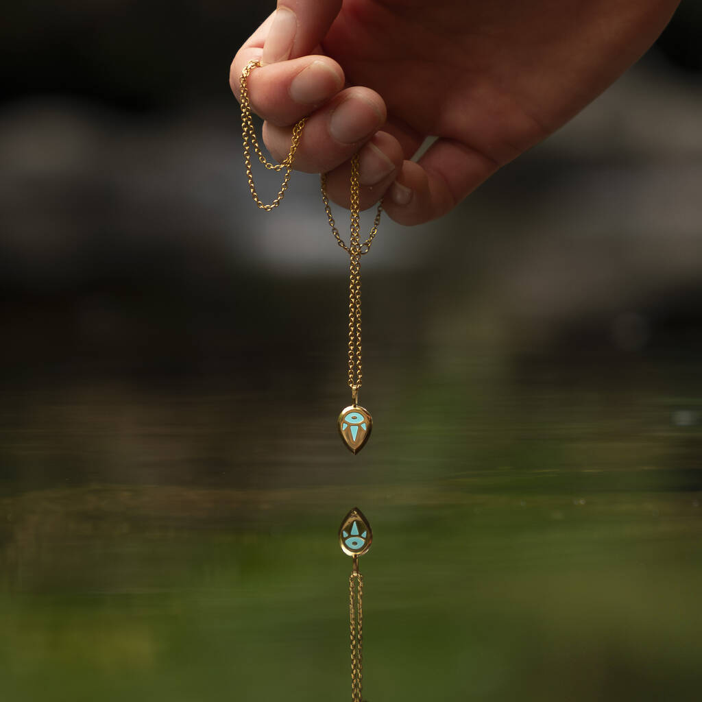 Turquoise Serene Mint Green Glowing Pendant Necklace With Uv Keyring Torch, 1 of 10