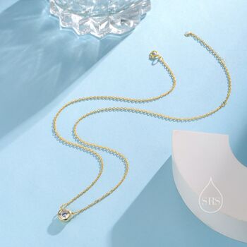 Sterling Silver Minimalist Cz Bubble Pendant Necklace, 6 of 12