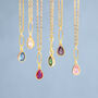 Gold Plated Teardrop Birthstone Pendant Necklace, thumbnail 7 of 12