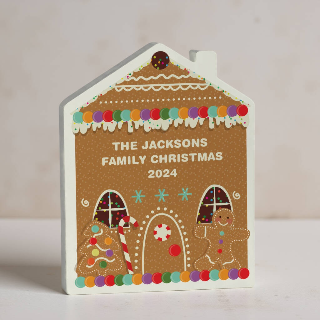 Personalised Gingerbread House Christmas Wooden Ornament, 1 of 4