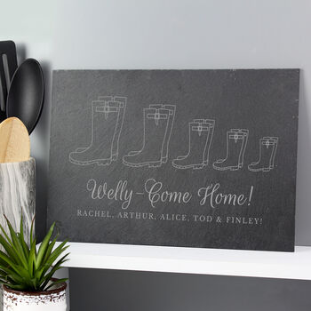 Personalised Welly Boot Family Slate Board, 4 of 5