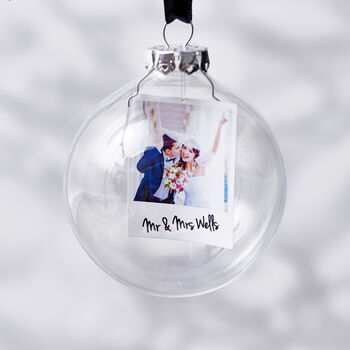 Photo Mr And Mrs Personalised Christmas Bauble, 4 of 4