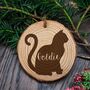 Personalised Cat Silhouette Christmas Tree Decoration, thumbnail 1 of 9