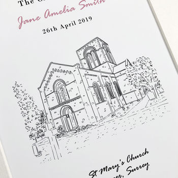 Personalised Christening Venue Line Drawing, 2 of 3