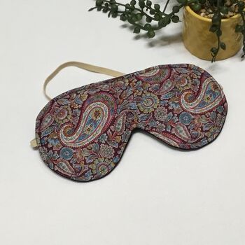 Cotton Eye Mask In Liberty Of London Maroon Paisely, 3 of 3