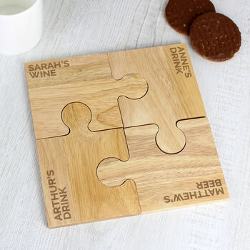 Personalised Wooden Jigsaw Coasters Set Of Four, 4 of 4
