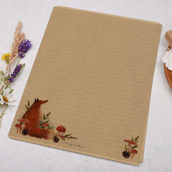 A4 Kraft Letter Writing Paper With Mushrooms And Fox, 3 of 4