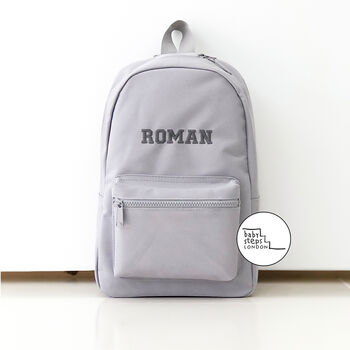 Grey Personalised Name/Initials Unisex Mini Backpack, 2 of 9