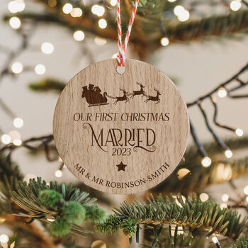 Personalised First Christmas Married Tree Decoration, 2 of 2