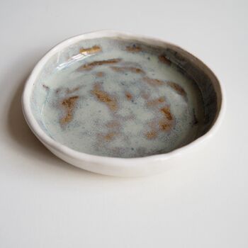 Handmade Blue/Brown Ceramic Flat Ring Dish, 2 of 6