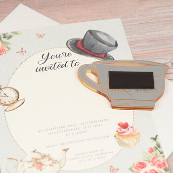 Vintage Tea Party Wedding Invitation Magnet, 6 of 7