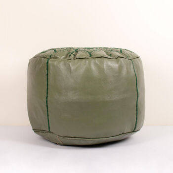 Moroccan Leather Tile Print Pouffe, 2 of 11