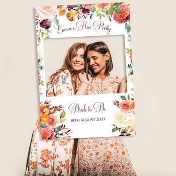 Orange Floral Hen Party Sign And Photobooth Frame, 3 of 4