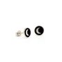 Mini Black Moon Enamel Stud Earrings Sterling Silver, thumbnail 1 of 2