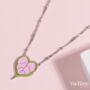 Enamel Bodhi Leaf Gold Vermeil, Sterling Silver Necklace, thumbnail 4 of 9