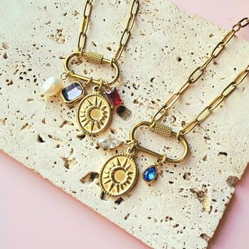 Custom Celestial Birthstone Carabiner Charm Necklace, 6 of 6
