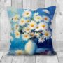 Sunlit Daisies In Blue Hand Made Poly Linen Cushions, thumbnail 3 of 9