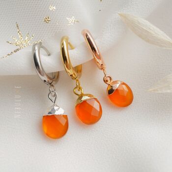 Carnelian July Birthstone Hoop Earrings, 4 of 10