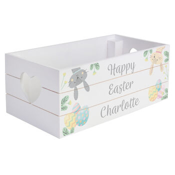 Personalised Easter Bunny White Wooden Crate Organiser, 5 of 5