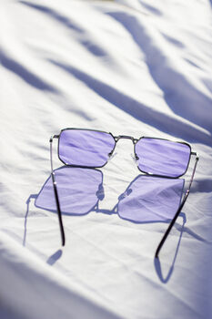 Purple Nose Bridge Angular Rectangle Aviator Sunglasses, 6 of 9
