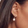 Diamond Style Baguette Pearl Drop Hoop Earrings, thumbnail 3 of 6