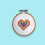 Rainbow Heart Mini Cross Stitch Kit, thumbnail 1 of 7