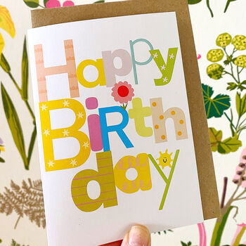 Happy Birthday Bright Typography Greeting Card, 2 of 3