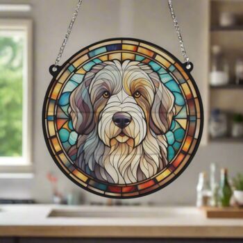 Old English Sheepdog Stained Glass Effect Suncatcher, 4 of 6