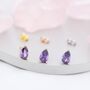 Sterling Silver Pear Cut Amethyst Cz Earrings, thumbnail 7 of 12