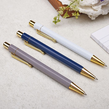 Dark Navy Blue And Gold Ballpoint Pen, 3 of 3