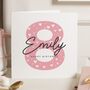 Personalised Pink 8th Birthday Card For Daughter, thumbnail 1 of 7
