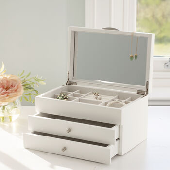 White Wooden Jewellery Box, 3 of 6