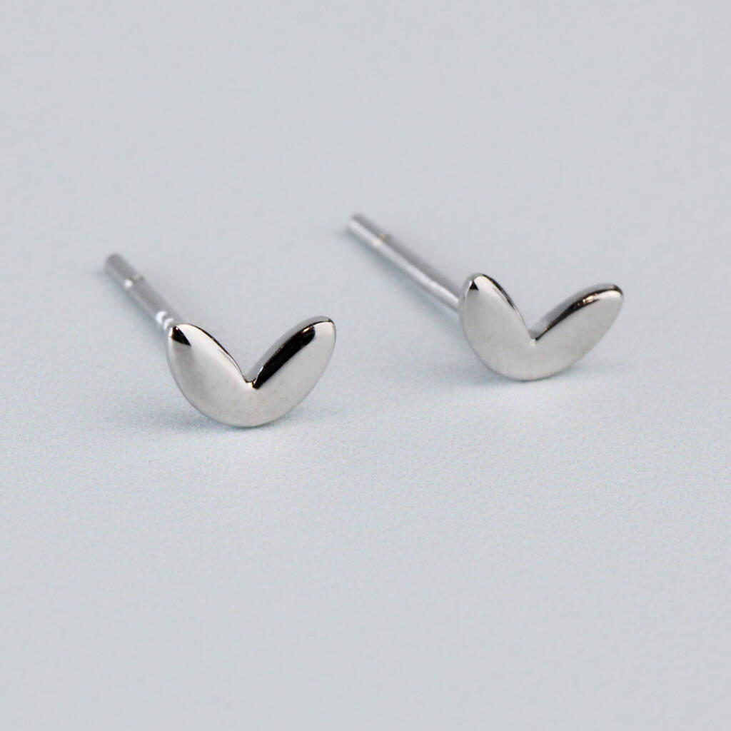 Sterling Silver Minimalist Leaf Stud Earrings, 1 of 6