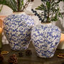 Solene Blue Botanical Round Vase, thumbnail 1 of 6