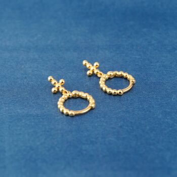 Gold Beaded Cross Hoop Earrings, 3 of 7
