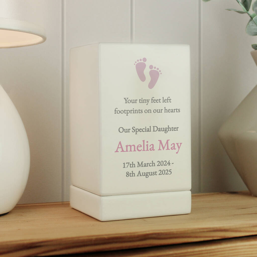 Personalised Baby Girl Memorial Wooden Urn, 1 of 7