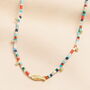 Semi Precious Stone Fish Beaded Necklace In Gold, thumbnail 1 of 6